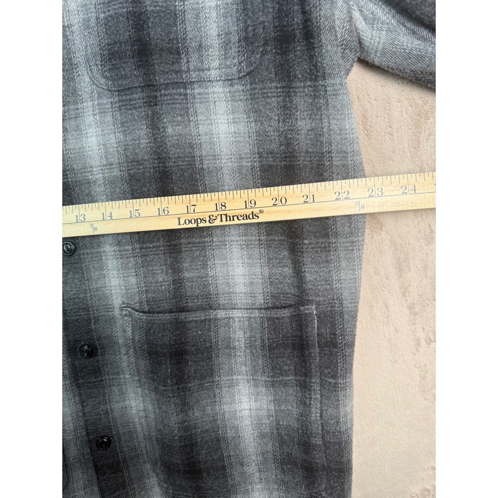 Vans Mens Large Grey Black Plaid Flannel Chore Shirt Jacket 100% Cotton - Picture 5 of 12